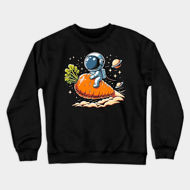 Space Carrot Ride - Embrace the Veggie Wave Crewneck Sweatshirt by Xeire